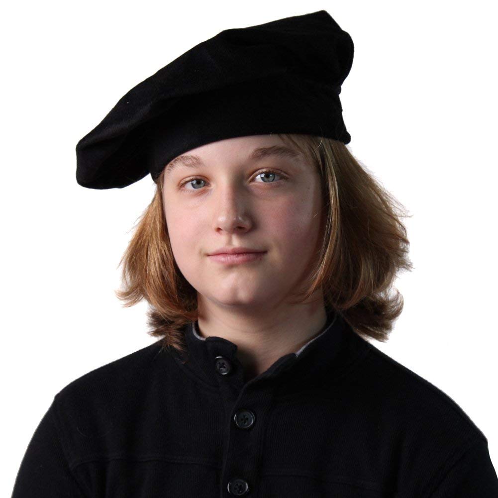 Making Believe Renaissance Black Beret for Men - Costume Accessory - Peasant Style - Military Costume Hats for Men - Adult 23-24" Circumference