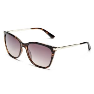 GUESS Women's Gu7483 Cat Eye Sunglasses, Dark Havana & Brown Mirror, 56 mm + 0