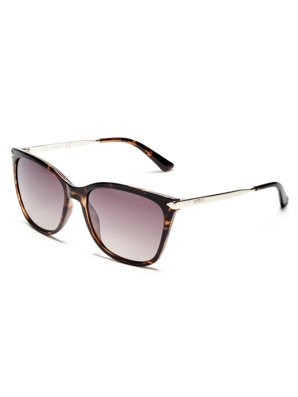 GUESS Women's Gu7483 Cat Eye Sunglasses, Dark Havana & Brown Mirror, 56 mm + 0