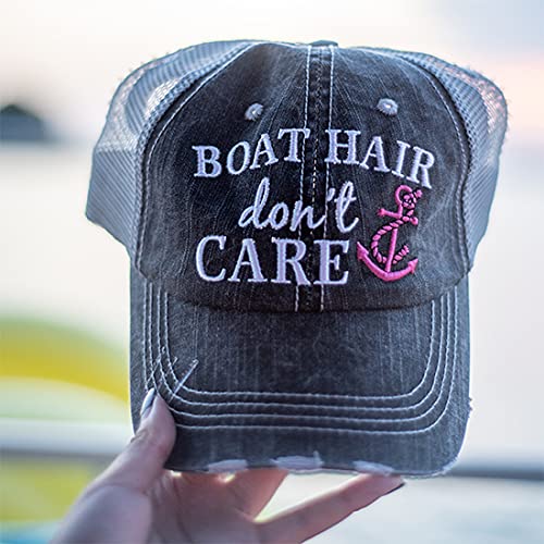 KATYDID Boat Hair Don’t Care Baseball Cap - Trucker Hat for Women - Stylish Cute Sun Hat Pink