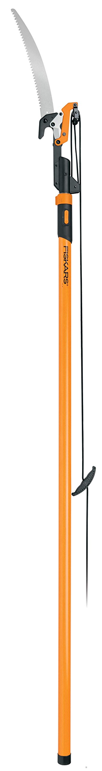 Fiskars 7.9ft-12ft Power-Lever Extendable Pole Saw and Tree Pruner - Lawn and Garden Tools - Black/Orange