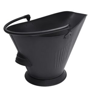 amagabeli garden & home ash bucket for fireplace assembled pellet stove indoor and outdoor hot ashes carrier container black fireside fuel can sturdy fire place burning wood holder hearth tools