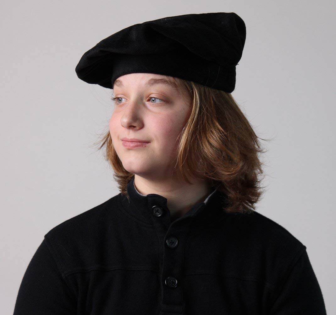 Making Believe Renaissance Black Beret for Men - Costume Accessory - Peasant Style - Military Costume Hats for Men - Adult 23-24" Circumference