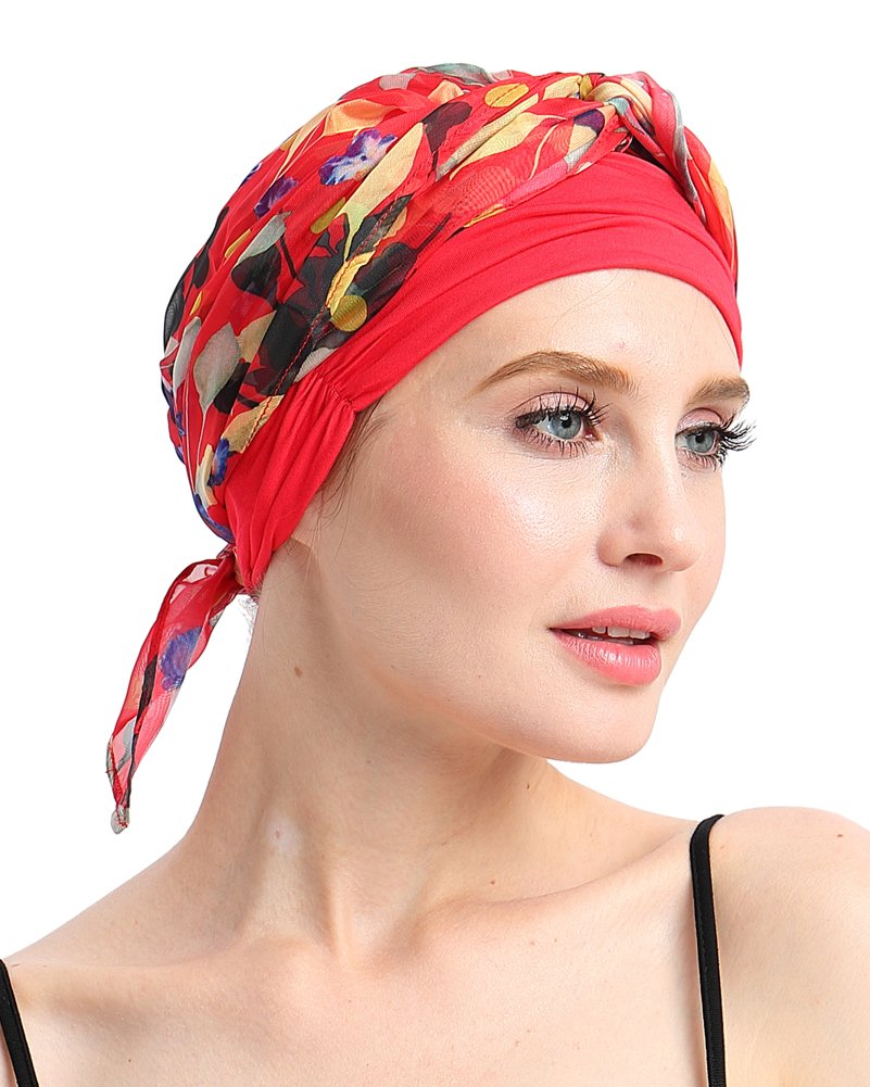 Knits Fitted Turban Hat for Cancer Women DIY Easy Tie Chemo Bandana