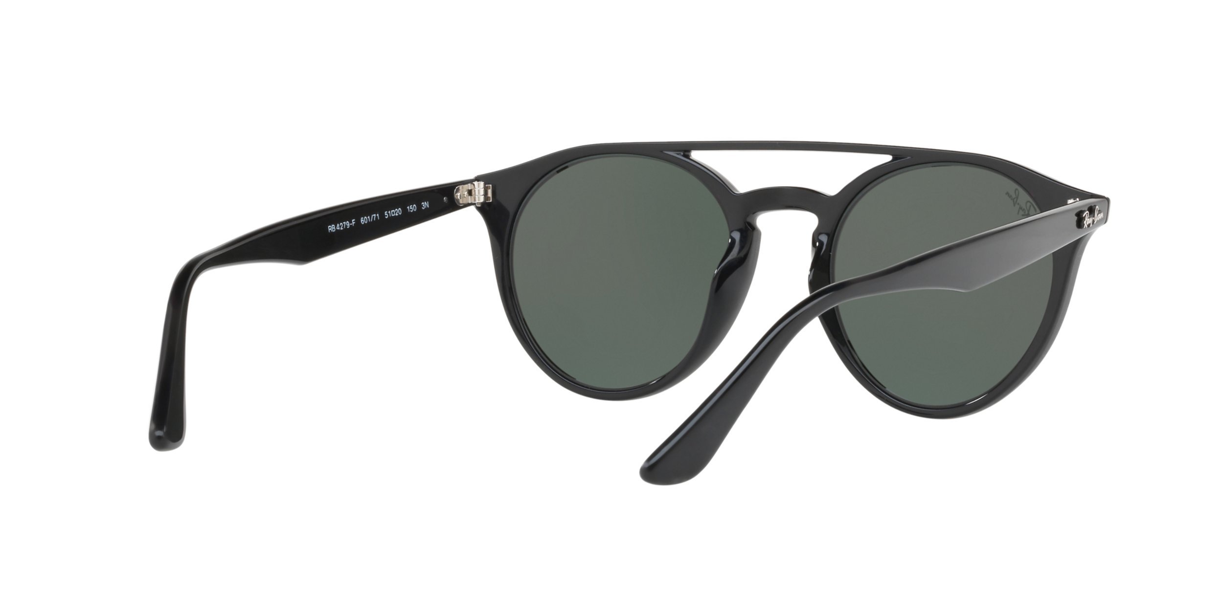 Ray-Ban Rb4279f Asian Fit Round Sunglasses, Black/Green, 51 mm