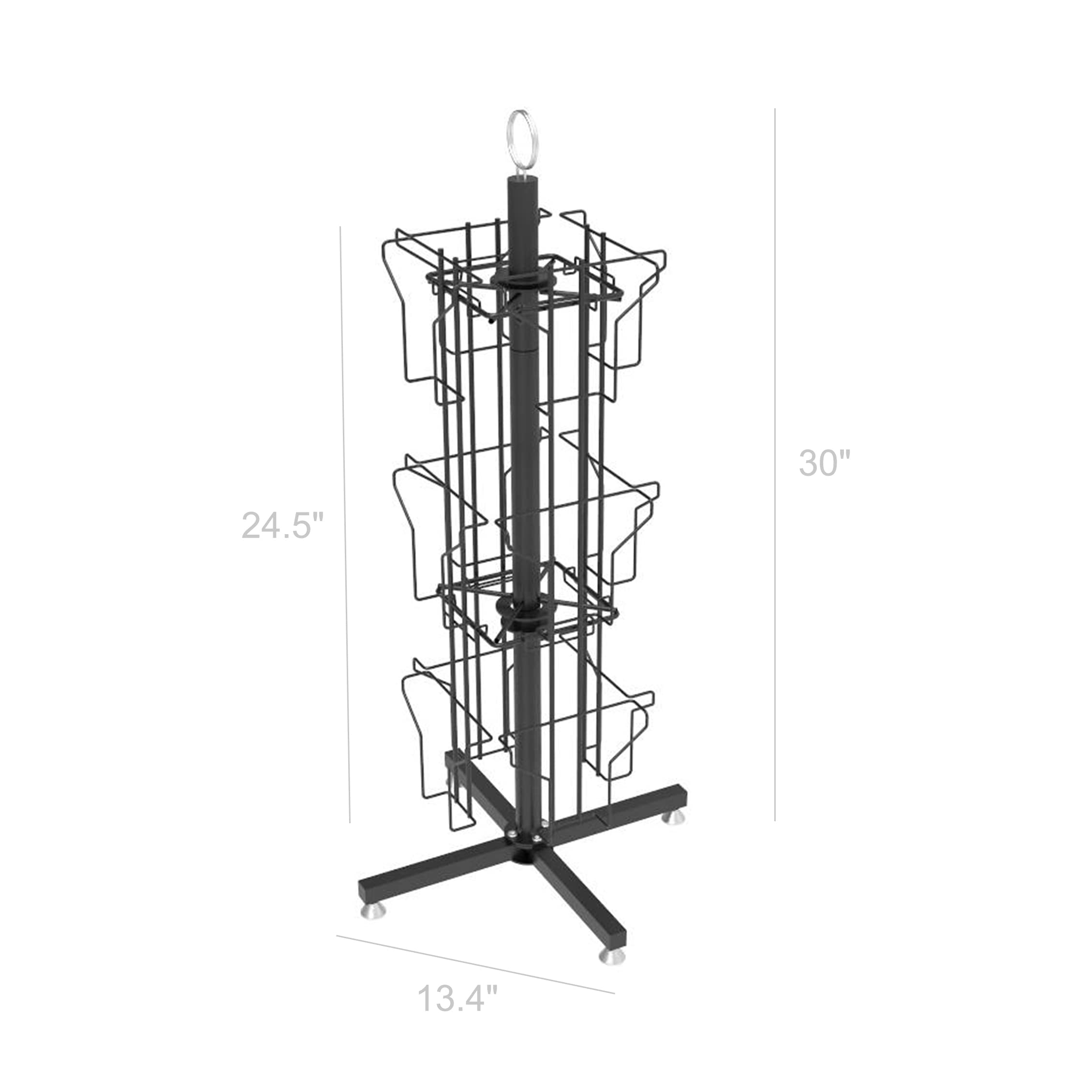 11702 FixtureDisplays 14 X 14 X 30" 12 Vertical Pockets Spinning Greeting/Post Card Rack 11702 Black 11702-NPF