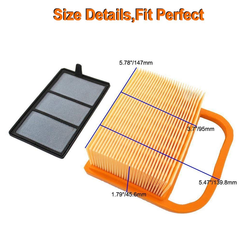 HIFROM Replace Air Filter + Pre Filter with Spark Plug Fit for BR320 STIHL TS410 TS420 Lawn Mower Replace 4238-140-1800 4238 140 4401 42381410300B