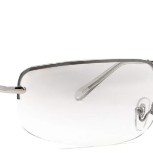 NYS Collection Astor Place Semi-Rimless Metal Sunglasses (Silver Metal Frame/Clear Gradient Lens)