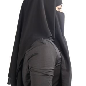 MyBatua 3 Layers Saudi Niqab In Breathable Black Georgette, Wholesale Price, 1pc Face Veil NQ-003