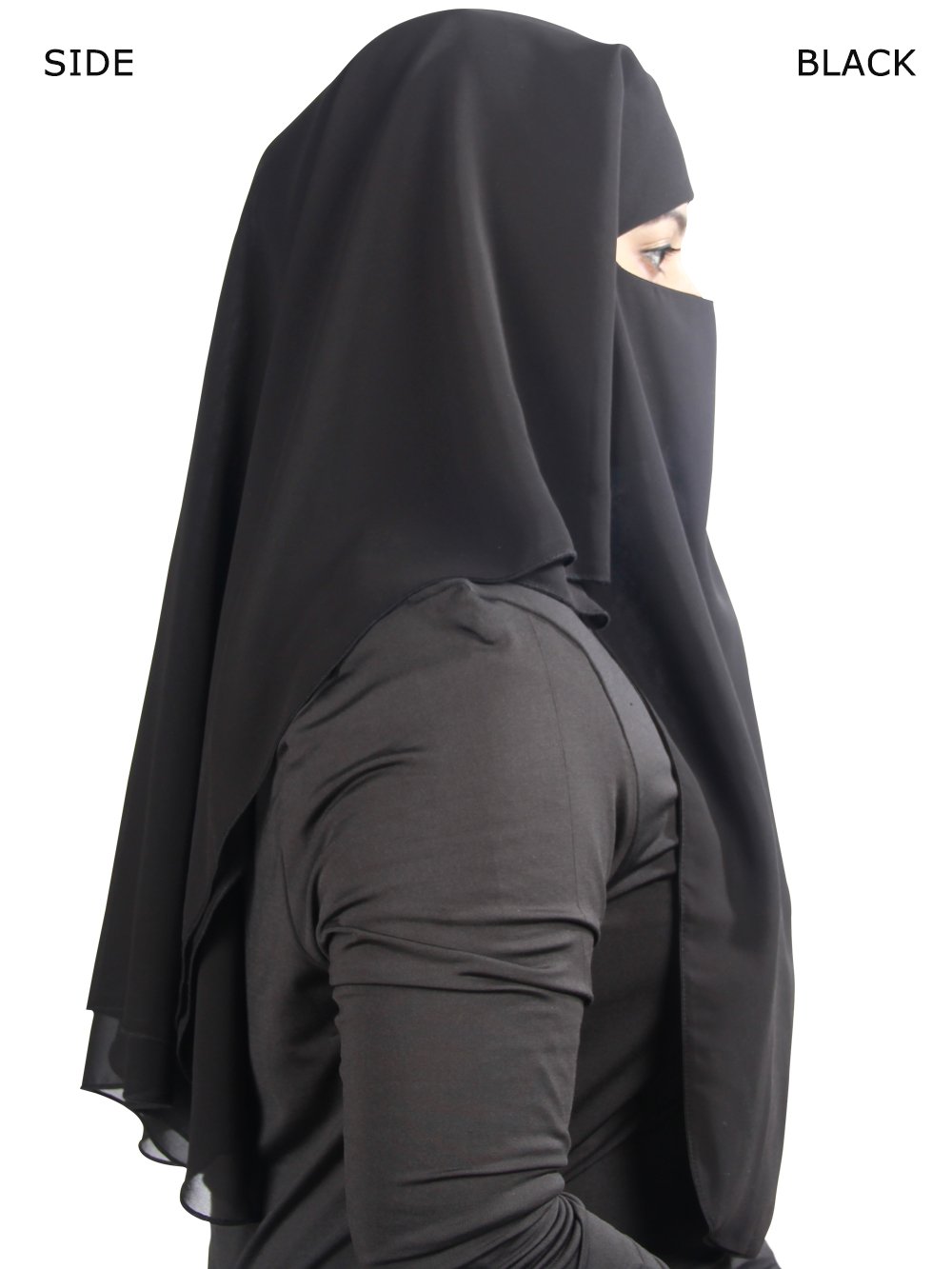 MyBatua 3 Layers Saudi Niqab In Breathable Black Georgette, Wholesale Price, 1pc Face Veil NQ-003