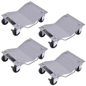 goplus 4 pcs 4 x 3 set wheel dollies dolly tire skates vehicle car auto repair moving diamond, gray