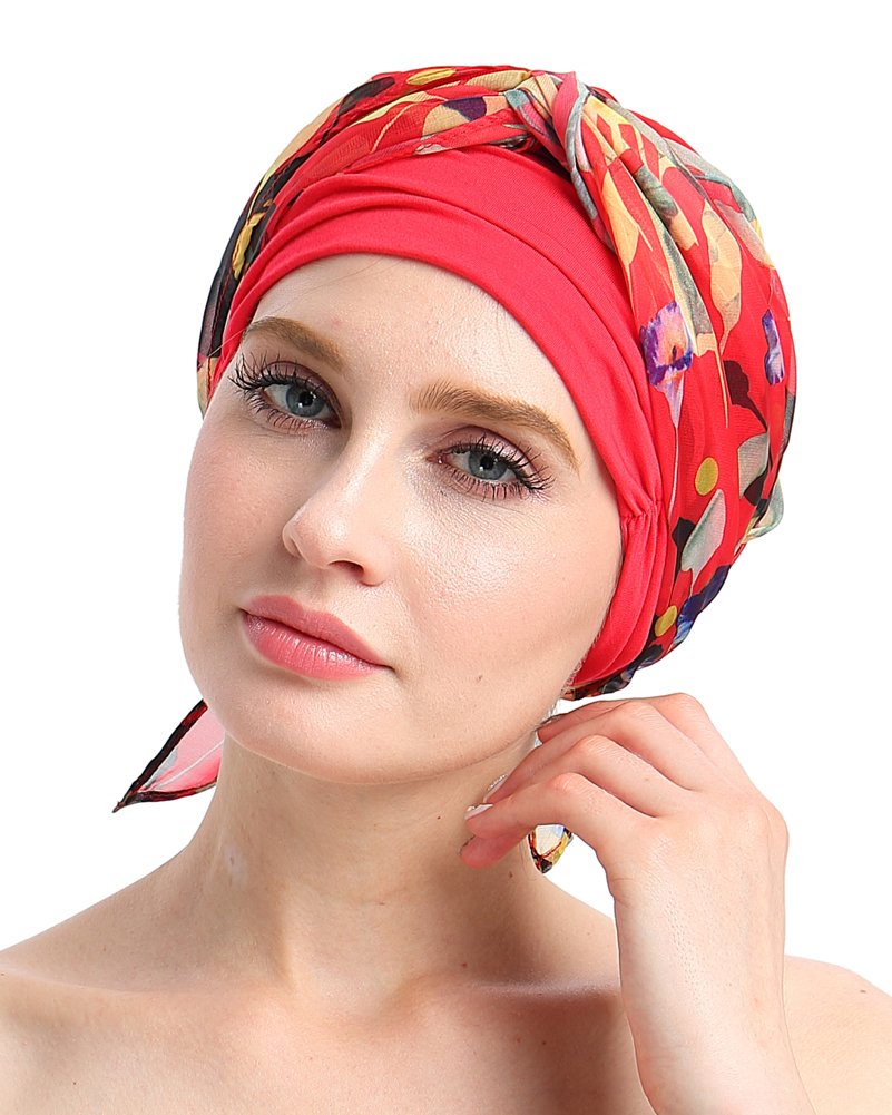 Knits Fitted Turban Hat for Cancer Women DIY Easy Tie Chemo Bandana