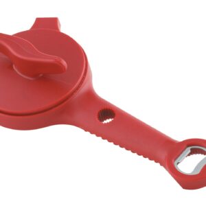 Kuhn Rikon 5-in-1 Multi-Purpose Strain-Free Opener for Jars, Bottles and Ring-Pull Cans, 5 x 10 x 2.25 inches, Red