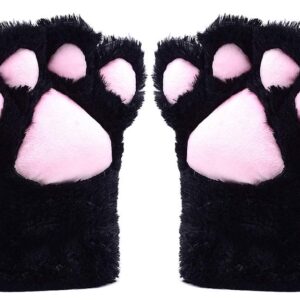 Odema Womens Winter Warm Gloves Cosplay Cat Paw All Cover Mittens for Girls