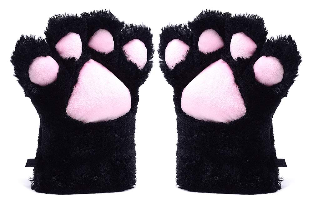 Odema Womens Winter Warm Gloves Cosplay Cat Paw All Cover Mittens for Girls