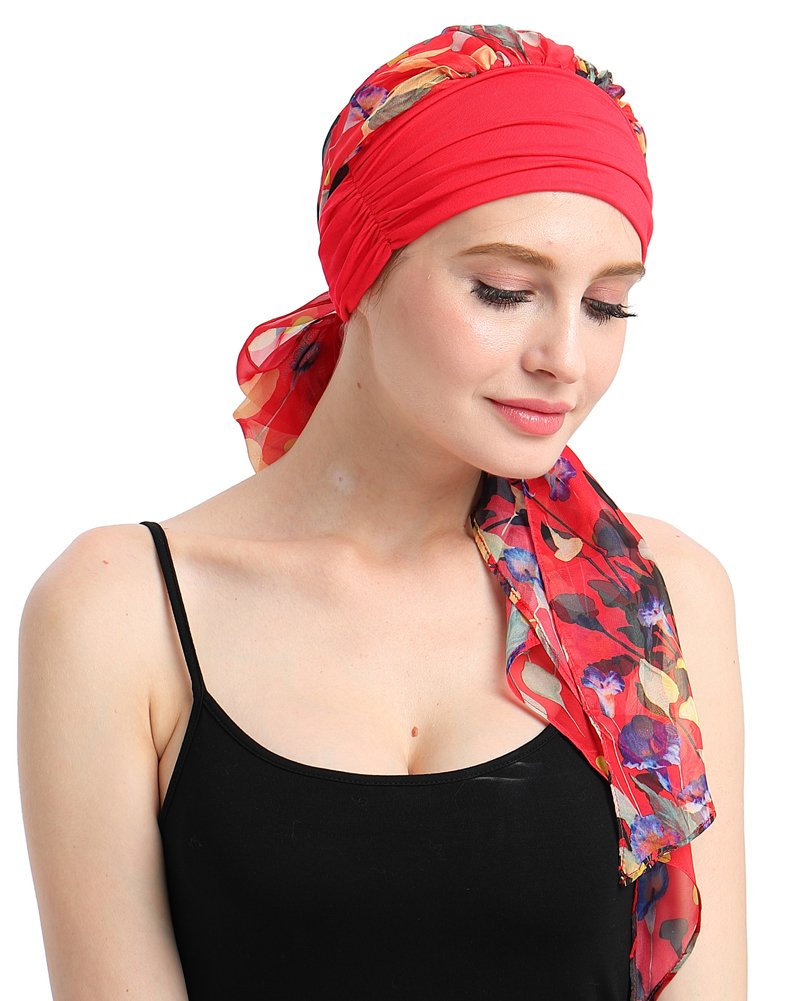 Knits Fitted Turban Hat for Cancer Women DIY Easy Tie Chemo Bandana