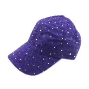 Glitter Sequin Sparkle Bling Game Baseball Cap Hat Sun Visor (Purple)