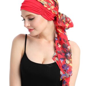 Knits Fitted Turban Hat for Cancer Women DIY Easy Tie Chemo Bandana