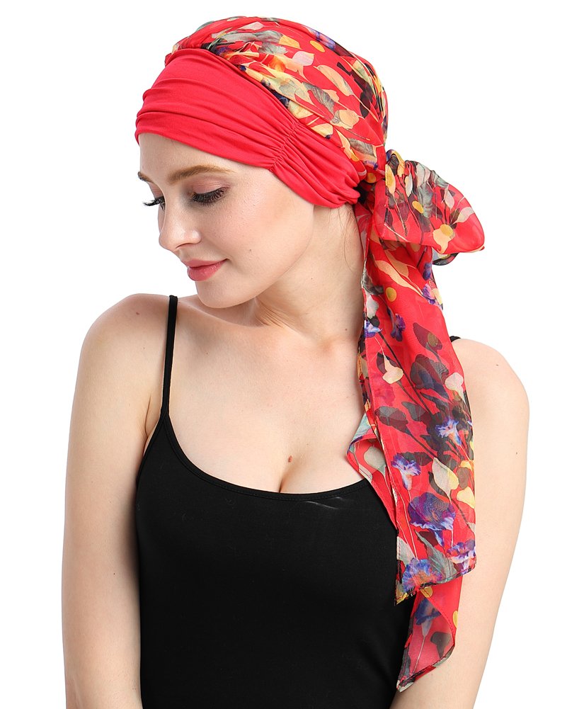 Knits Fitted Turban Hat for Cancer Women DIY Easy Tie Chemo Bandana