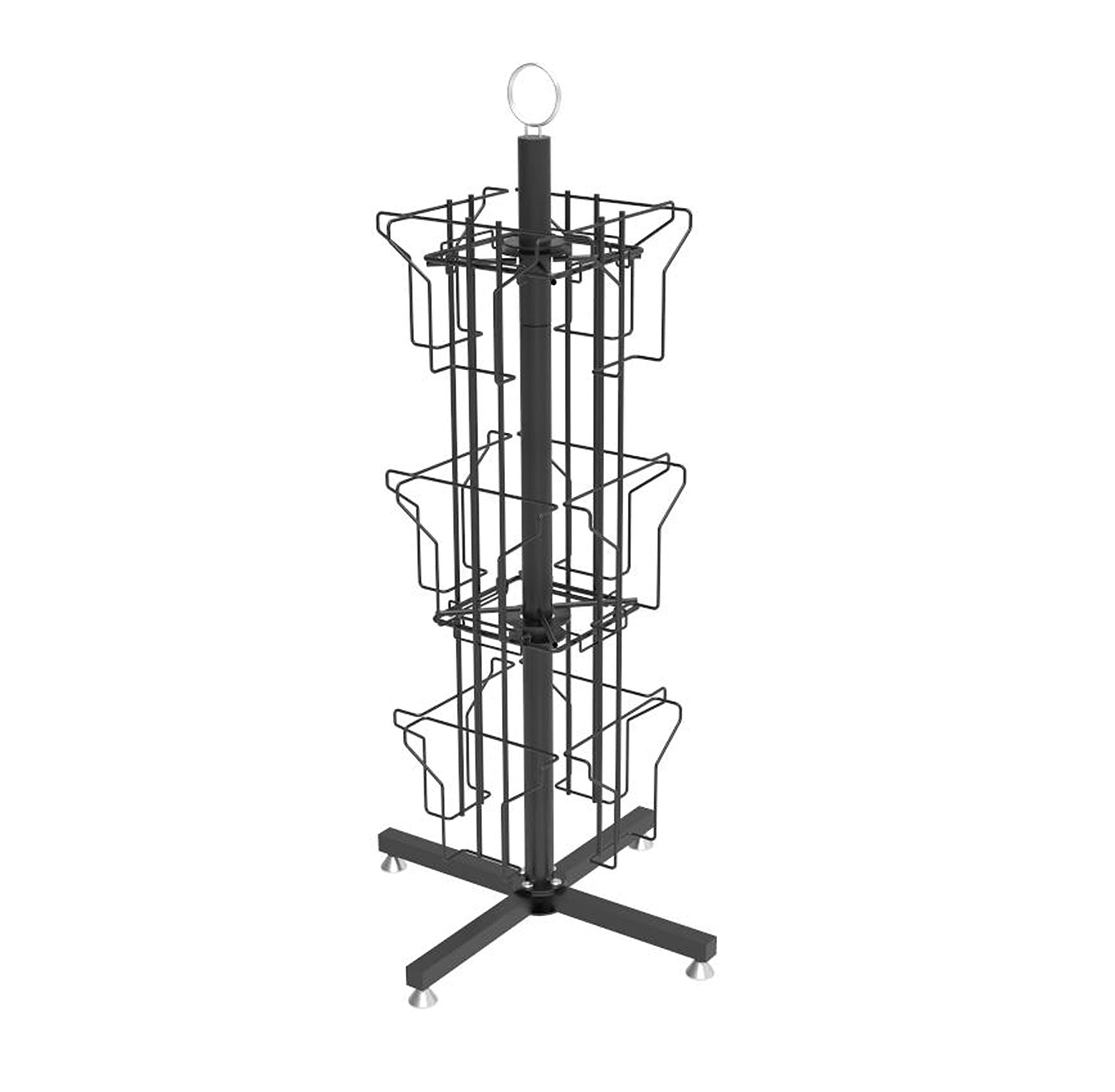 11702 FixtureDisplays 14 X 14 X 30" 12 Vertical Pockets Spinning Greeting/Post Card Rack 11702 Black 11702-NPF