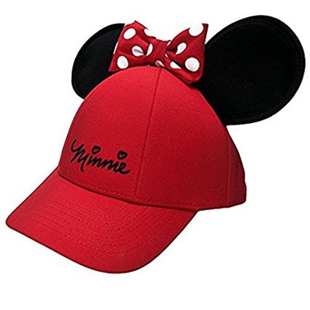 Disney Women's Minnie Mouse Bow Ears Baseball Hat (Red)