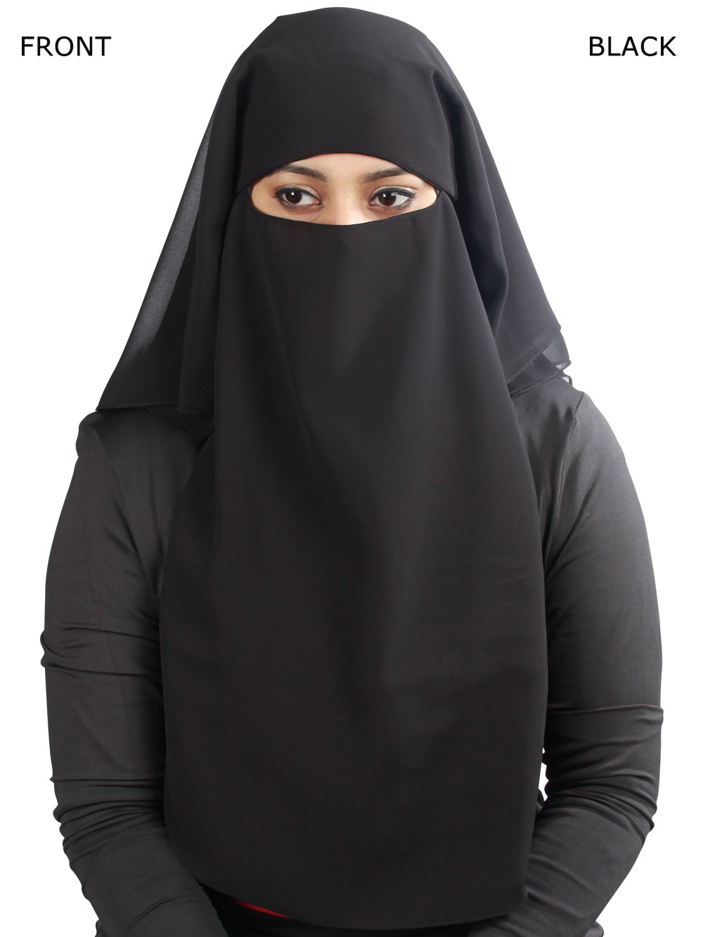 MyBatua 3 Layers Saudi Niqab In Breathable Black Georgette, Wholesale Price, 1pc Face Veil NQ-003