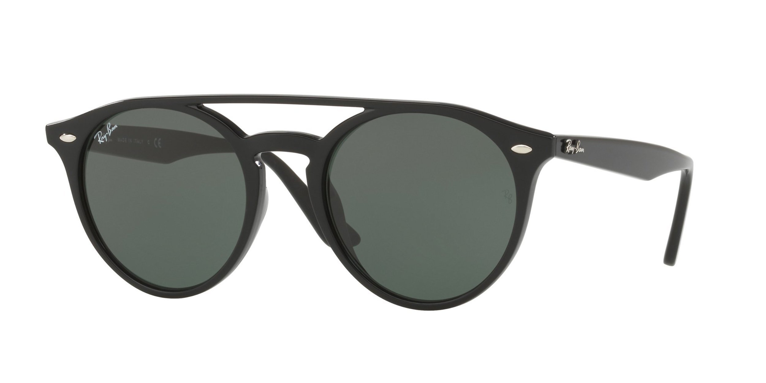 Ray-Ban Rb4279f Asian Fit Round Sunglasses, Black/Green, 51 mm