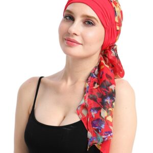 Knits Fitted Turban Hat for Cancer Women DIY Easy Tie Chemo Bandana