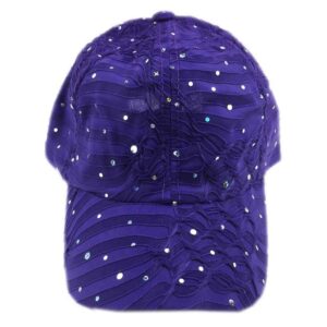 Glitter Sequin Sparkle Bling Game Baseball Cap Hat Sun Visor (Purple)