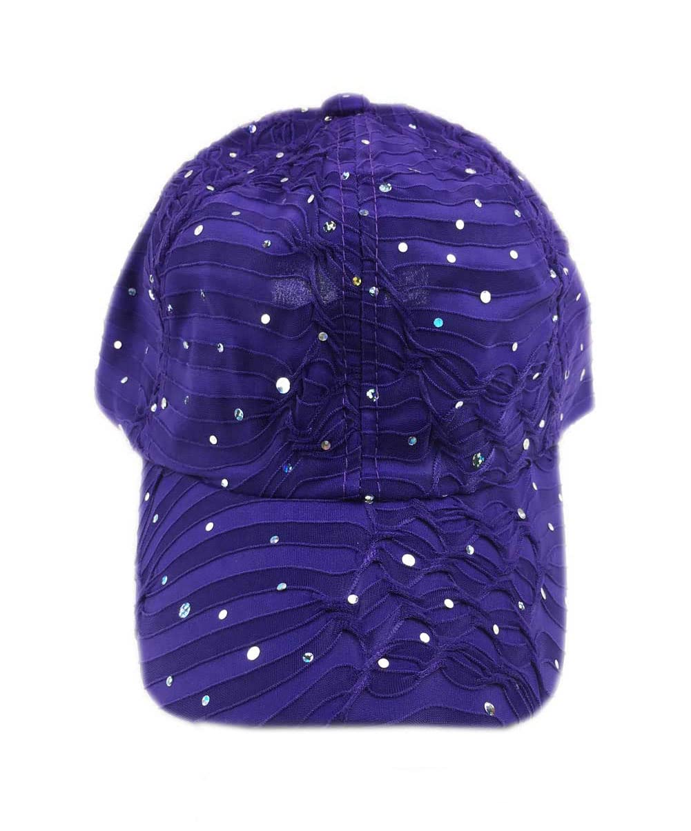 Glitter Sequin Sparkle Bling Game Baseball Cap Hat Sun Visor (Purple)