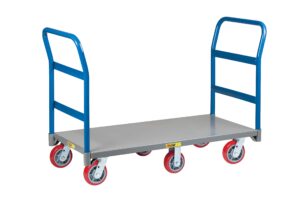 little giant nb6w3672-6py-2h 6-wheel platform truck, 3600 lb. capacity, 6" polyurethane, 2 handles, 36" width x 72" length, gray