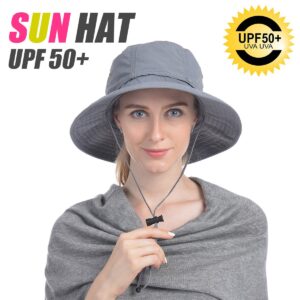 USHAKE Head Net Hat, Safari Hat Sun Hat Bucket Hat with Hidden Net Mesh Grey