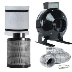 topolite 4" inline fan carbon air filter ducting combo for grow tent exhanst kit and hydroponic indoor plants growing system