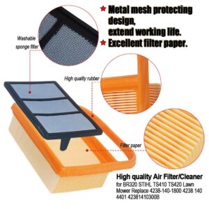 HIFROM Replace Air Filter + Pre Filter with Spark Plug Fit for BR320 STIHL TS410 TS420 Lawn Mower Replace 4238-140-1800 4238 140 4401 42381410300B