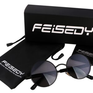 FEISEDY Retro Gothic Steampunk Sunglasses Round Metal Frame Punk Circle Inspired Shade Men B1857