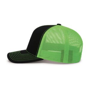 Pacific Headwear Snapback Trucker: Stylish Unisex Cap for All-Day Comfort, Black/Neon Green/Black OS