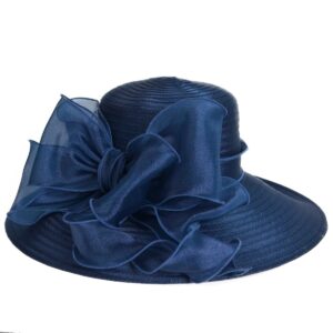 VECRY Womens Dressy Church Baptism Wedding Derby Hat (Navy),M(56-58cm)