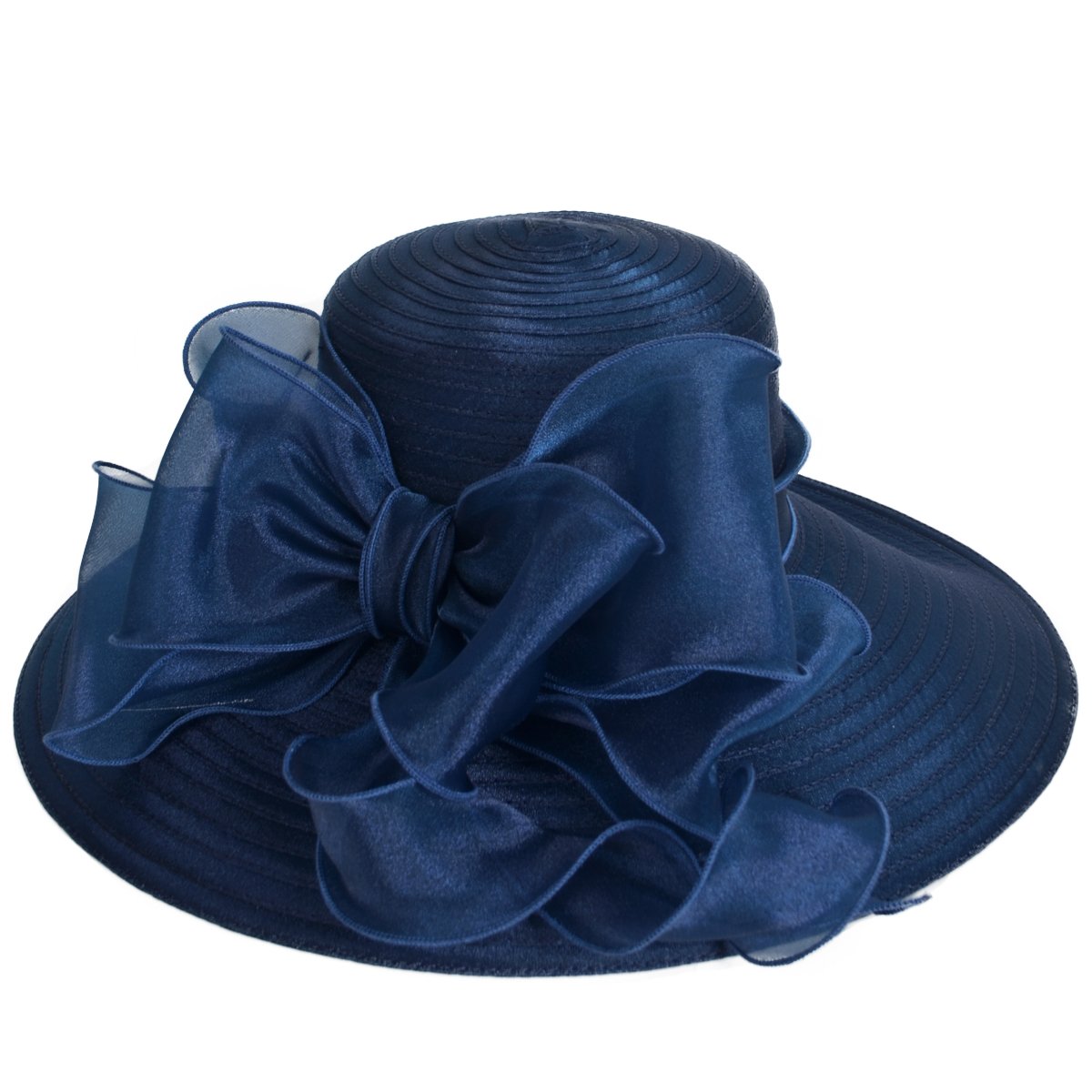 VECRY Womens Dressy Church Baptism Wedding Derby Hat (Navy),M(56-58cm)