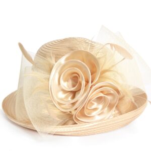 womens tea party church baptism kentucky derby dressy hat (apricot),medium 56-58cm