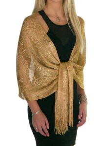 shineglitz shawls and wraps for evening dresses, metallic glitter shawls for women, sparkling wedding metallic gold shawl gift