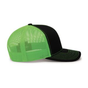 Pacific Headwear Snapback Trucker: Stylish Unisex Cap for All-Day Comfort, Black/Neon Green/Black OS