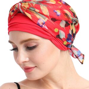 Knits Fitted Turban Hat for Cancer Women DIY Easy Tie Chemo Bandana