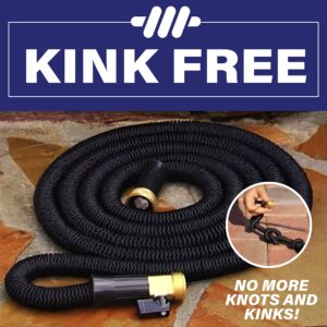 Xhose Pro Garden Hose, 100 Foot Expandable Garden Hoses, Tough & Flexible Water Hose, Lightweight, Solid Brass Fittings, Kink Free, Easy to Use & Store