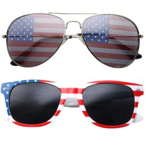 grinderpunch 2 pair combo patriotic american us flag sunglasses bulk usa