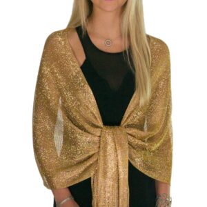 ShineGlitz Shawls and Wraps for Evening Dresses, Metallic Glitter Shawls for Women, Sparkling Wedding Metallic Gold Shawl Gift