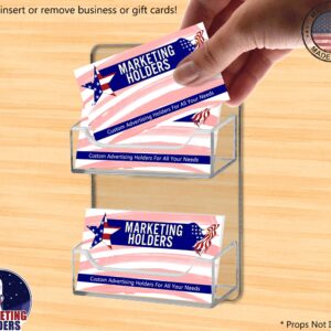 Business Card Holder Wall Mount 2 Slot Clear Acrylic Multi Pocket with Hardware Gift Card or Appointment Cards Display Rack Holds 3.5" x 2" Cards by Marketing Holders