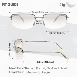 NYS Collection Astor Place Semi-Rimless Metal Sunglasses (Silver Metal Frame/Clear Gradient Lens)