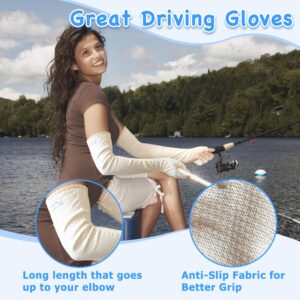 kilofly Women's Long Anti-UV Breathable Arm Sun Block Driving Gloves, 2 Pairs