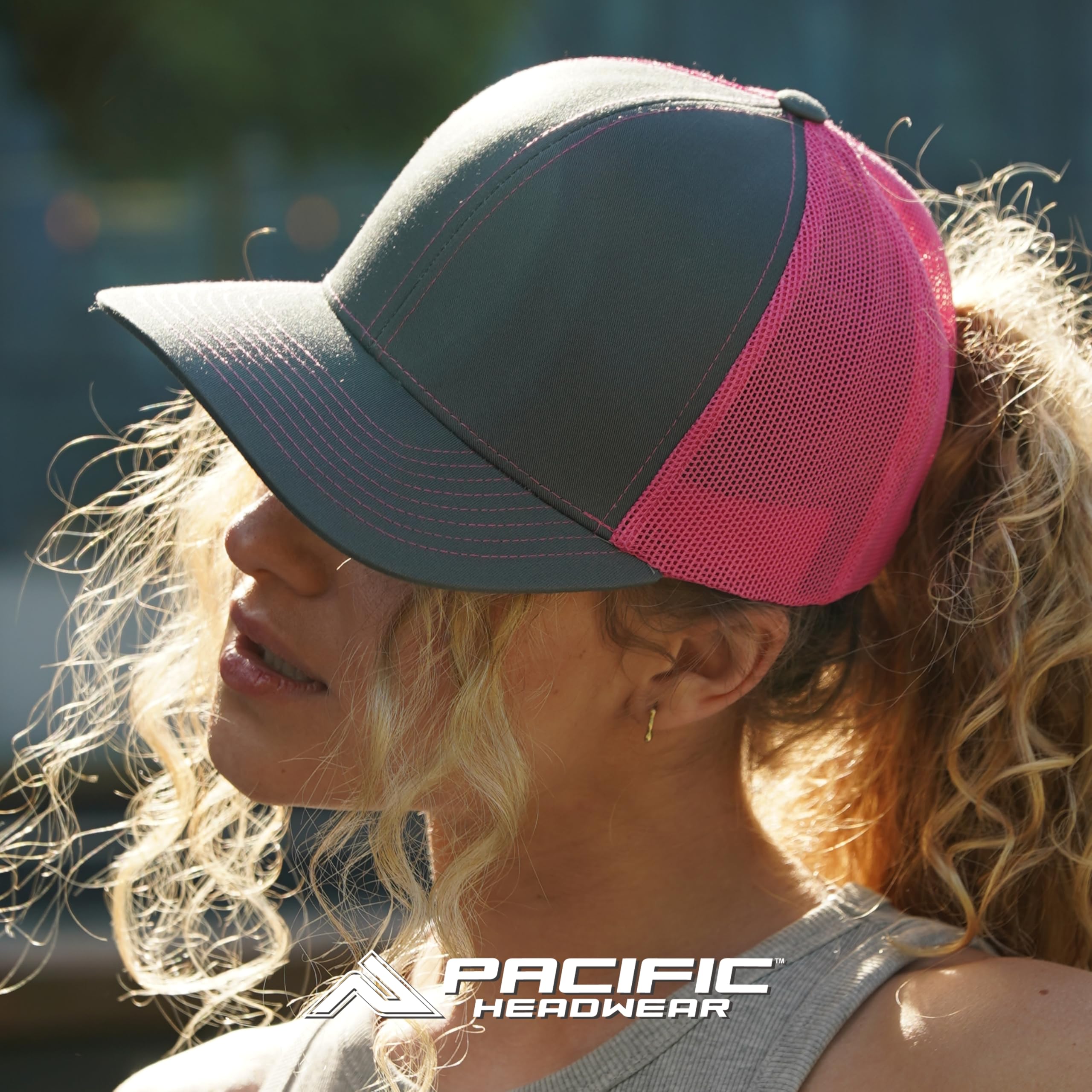 Pacific Headwear Snapback Trucker: Stylish Unisex Cap for All-Day Comfort, Black/Neon Green/Black OS