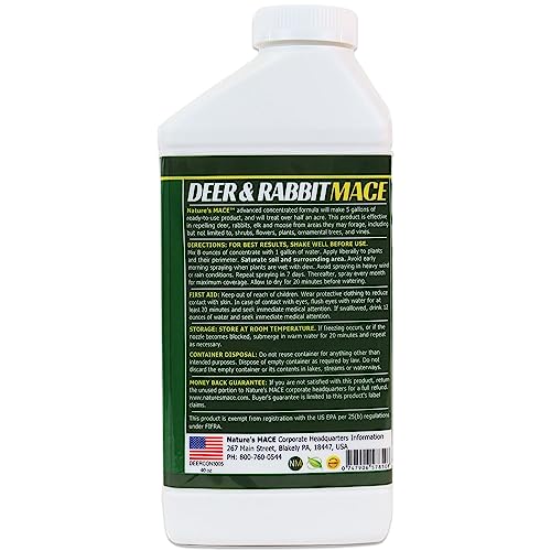 Nature’s MACE Deer & Rabbit Mace 40oz Concentrate Deer & Rabbit Repellent, Deer Repellent Spray for Plants, Lawns, Flowers & Gardens, Plant Safe Deer Spray, Protect Plants Fast, All-Season Protection